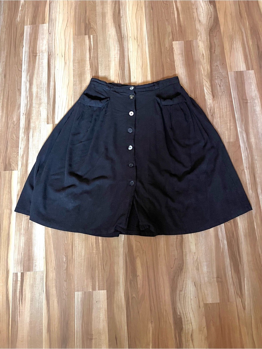 ModCloth Linen Blend Button Down Midi Skirt